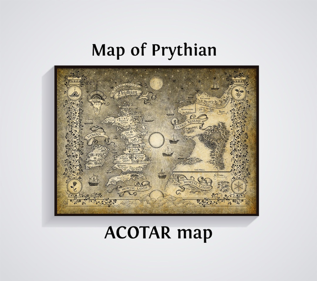 Prythian Map Print, ACOTAR Map Poster, Map of Prythian, A Court of ...