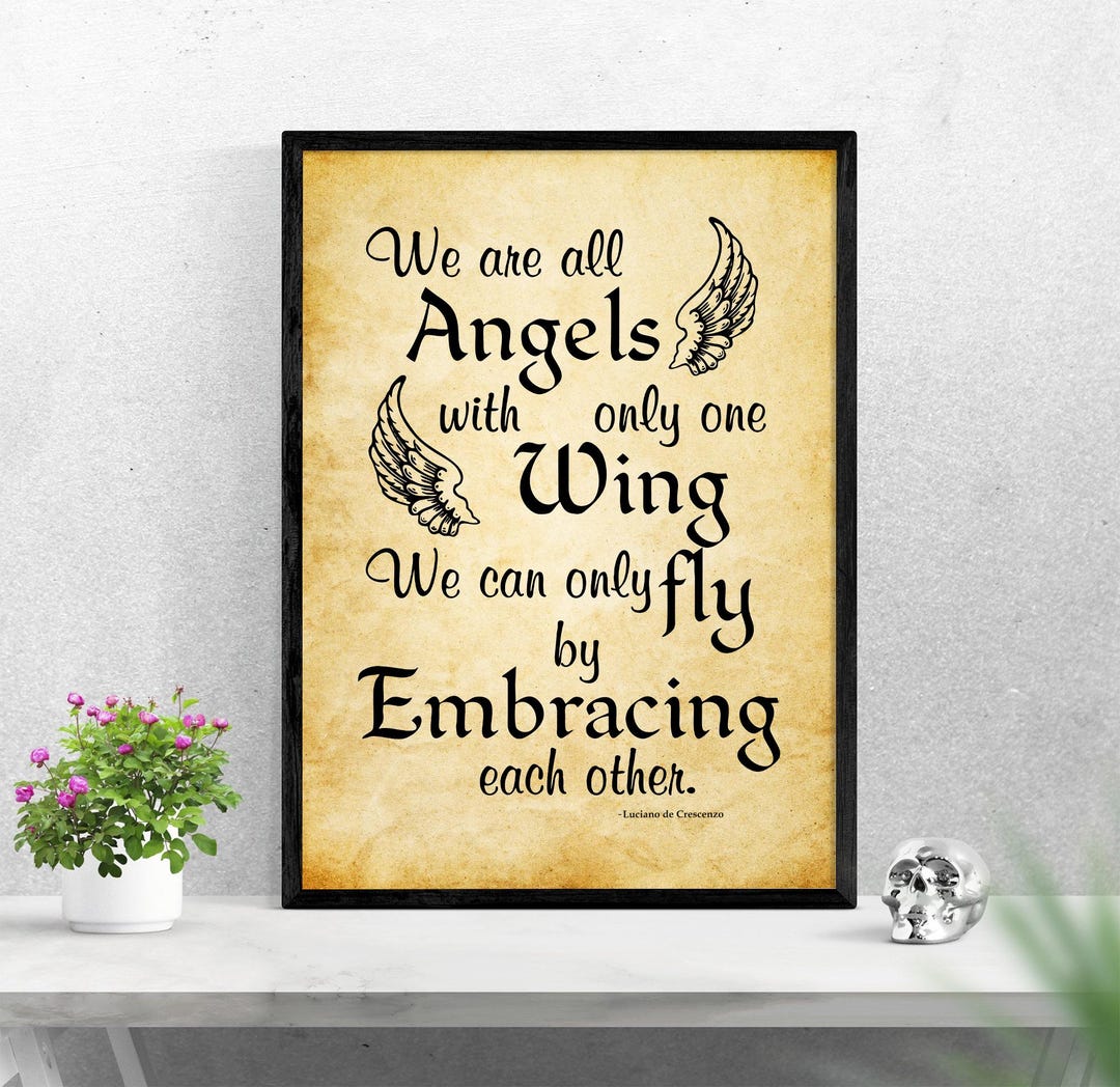 Angels With One Wing Poster: Inspirational Wall Art, Luciano De
