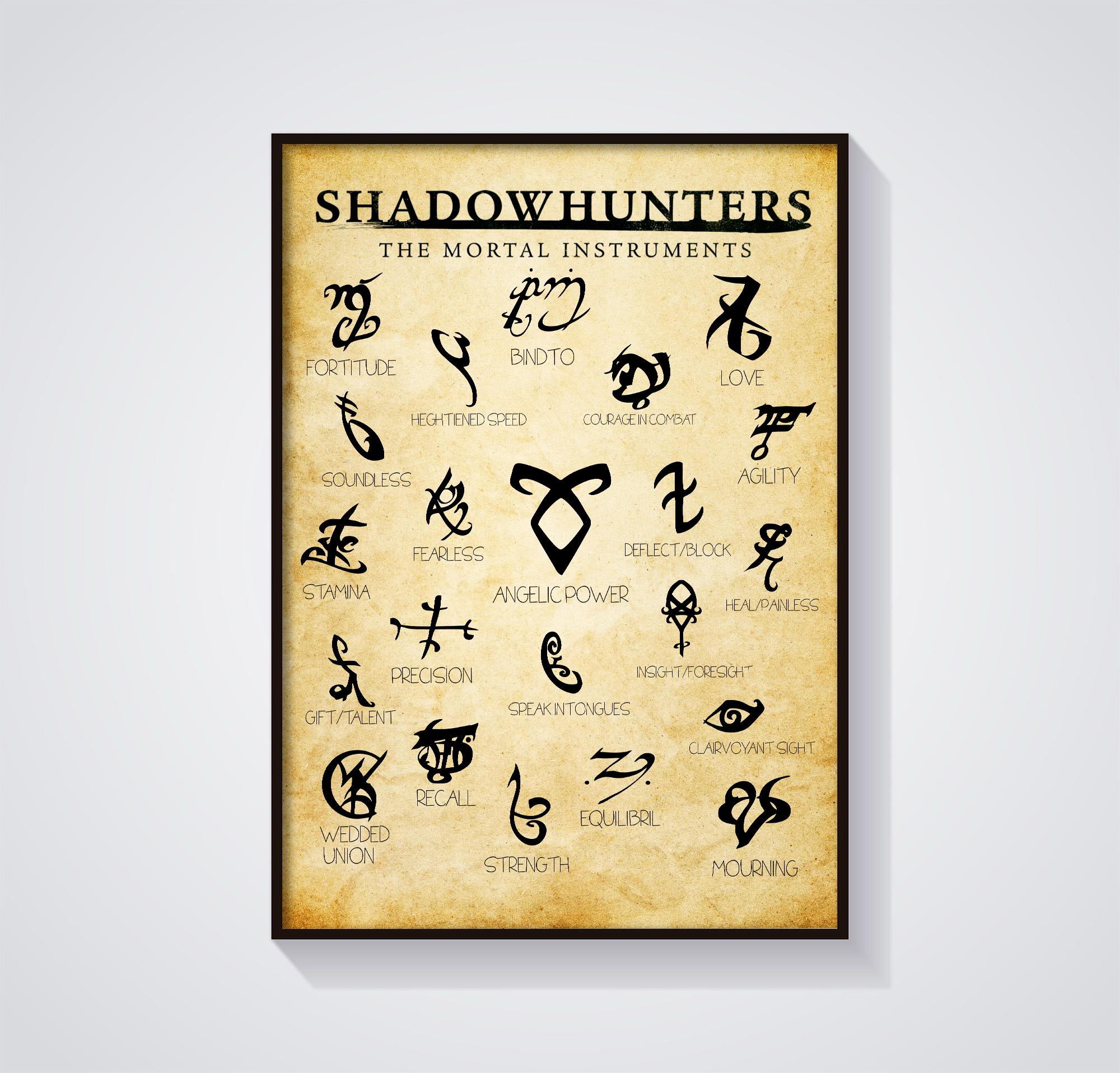 Fake Shadowhunter Runes Shadowhunters Runes Poster: Mortal Instruments Art, Fantasy Book Gift ...