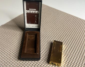 Vintage Modern Chief Japan Butane Gas Lighter Gold Tone w/ Case – Needs Repair