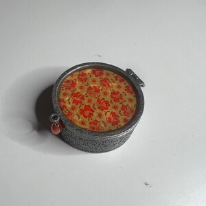 Anthropologie Vintage-Style Round Trinket Box Floral Design Made in USA image 6