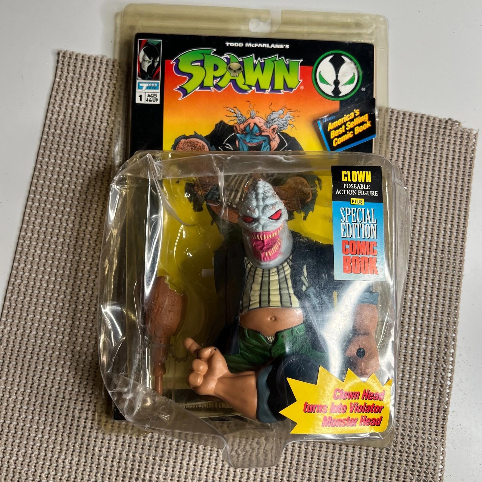 Vintage 1994 Mcfarlane Spawn Clown Violator Figure W/ Comic MOC - Etsy
