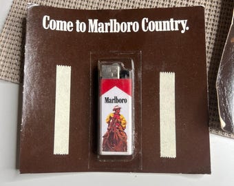 80s Vintage Marlboro Cowboy Lighter Country 1985s Advertising Collectible Philip