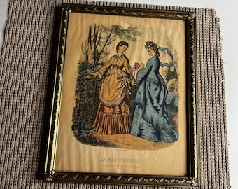 Vintage La Mode Illustree French Fashion Plate Framed Print Victorian Decor 8x10