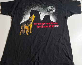 Vintage Marlboro Adventure Team Coyote Bluff Wolf T-Shirt Black XL Made in USA