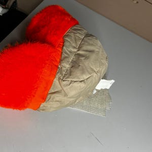 Browning Down Vintage Blaze Orange Trapper Hat Made in USA Hunter Cap Large image 2