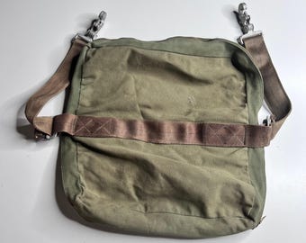 Vintage Military Canvas Messenger Bag Olive Drab Green Utility Field Bag 15x14