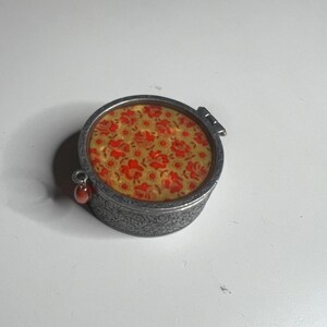Anthropologie Vintage-Style Round Trinket Box Floral Design Made in USA image 4