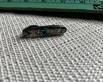 Vintage Sterling Silver 925 Abalone Inlay Tie Clip Men Jewelry Accessory