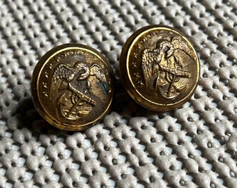 Vintage B.V. Pippey Co NY US Navy Eagle Anchor Brass Buttons Set of 2 Military