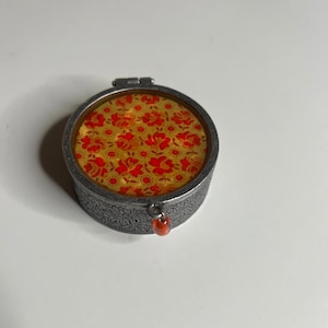 Anthropologie Vintage-Style Round Trinket Box Floral Design Made in USA image 1