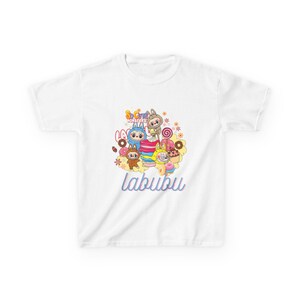 Labubu Colorful Kids T-Shirt  Cute Cartoon Graphic Tee for Boys & Girls, Summer Playwear, Birthday Gift, Soft Cotton Shirt