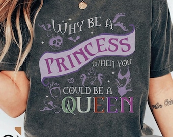 Retro jaren 90 Disney Villains Bad Witches Club-T-shirt, waarom een prinses zijn als je een koningin zou kunnen zijn, Maleficent Ursula Evil Queen Cruella Disneyland