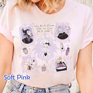 Disney Villains Tee, Coquette Bows Retro 90s Design, Why Be A Princess When You Could Be A Queen, Disneyland Halloween Shirt, Villain Fan