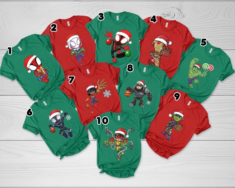 Marvel Spidey and His Amazing Friends Christmas Lights Shirt, Spider-Man Gwen Miles Holiday Family Matching Tee 2025 image 2