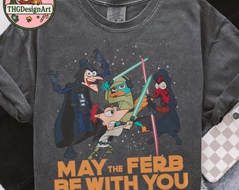 May the Ferb Be With You T-Shirt, Kinder-Shirt, Disney Phineas & Ferb Star Wars Crossover, Perry und Dr. Doofenshmirtz Design, Disney Movie Tee