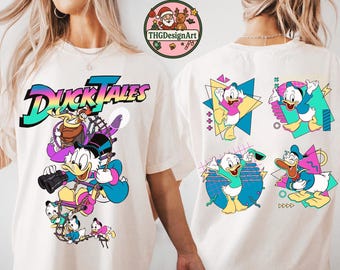 DuckTales Huey Dewey Louie Scrooge T-Shirt, Kid Shirt, Two-Sided Vintage Disney Design, Retro 90s Neon Tee, Duck Family Trip Matching Outfit