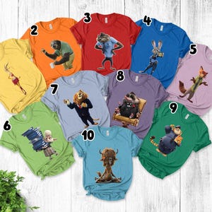Vintage Zootopia Characters Shirt, Nick & Judy Tee, Bellwether Finnick Disney Family Shirt for Disneyland and Disney Trips image 1