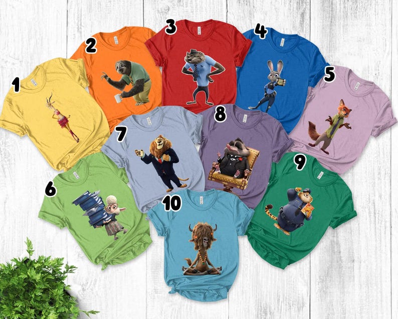 Vintage Zootopia Characters Shirt, Nick & Judy Tee, Bellwether Finnick Disney Family Shirt for Disneyland and Disney Trips image 1