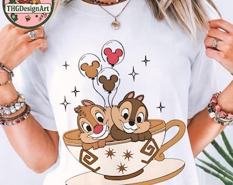 Chip and Dale Double Sided T-Shirt, Comfort Color, Disney World Tee, Disney Couple Shirt, Chip and Dale Balloons, Disney Matching Tee