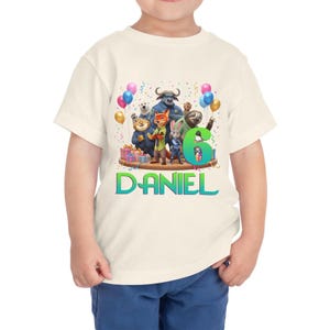 Zootopia 2 Birthday Shirt, Personalized Name & Age Tee | Judy, Nick, Flash Kids Party Outfit, Custom Zootopia Theme Gift image 2