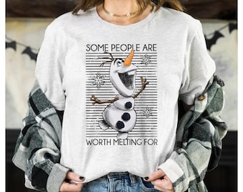 Disney Frozen Olaf Some People Are Worth Melting For T-Shirt, Funny Movie Quote Design, Perfect for Disneyland Trip Family Vacation Gift