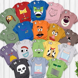 Toy Story Characters Halloween Shirt, Animated Toy Cosplay Inspired Tee, Disney Family Group Costume Shirt image 1