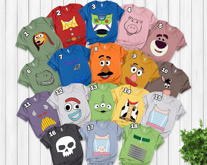 Toy Story Characters Halloween Shirt, Animated Toy Cosplay Inspired Tee, Disney Family Group Costume Shirt image 1