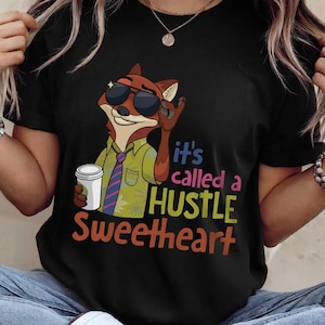 Koszulka z grafiką „To się nazywa Hustle Sweetheart” Nicka Wilde'a z filmu „Zootopia”, męska i damska bawełniana koszulka zdjęcie 1