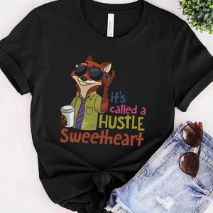 Koszulka z grafiką „To się nazywa Hustle Sweetheart” Nicka Wilde'a z filmu „Zootopia”, męska i damska bawełniana koszulka zdjęcie 4