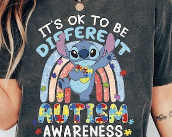 Stitch It’s ok to Be Different Autism Awareness Shirt, Stitch Autism Awareness Shirt Disneyland Autism Shirt Neurodiversity Shirt