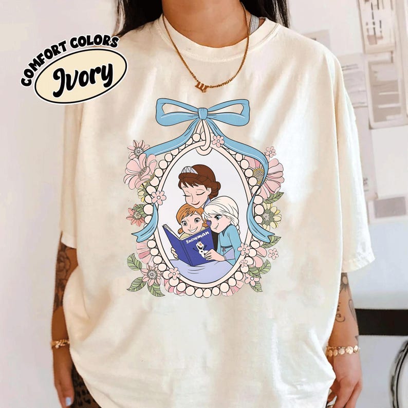 Retro 90s Elsa Anna and Mom Best Mom Ever T-Shirt, Disney Frozen Collection, Mother's Day Gift Idea, Matching Family Outfits image 3