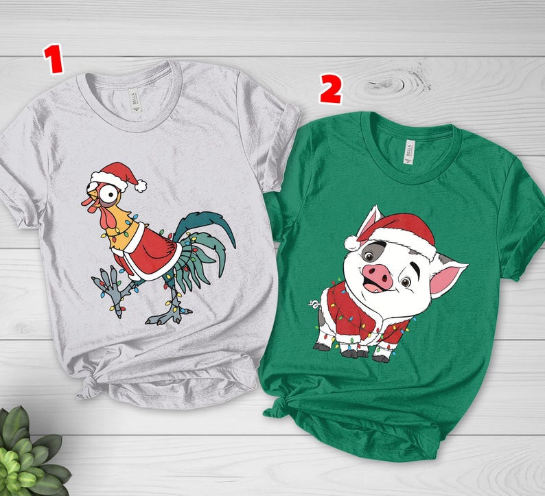 Christmas Hei Hei & Pua Sweatshirt, Animal Kingdom Moana Friends Shirt, Disney Winter Holiday Tee, Funny Xmas Disneyland Sweater image 4