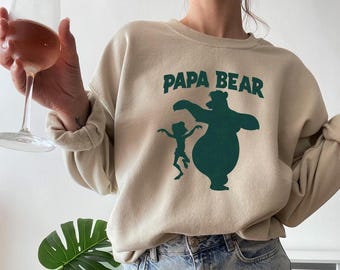 Disney Djungelboken Mowgli och Baloo Pappa Björn T-shirt, Rolig Disney-tröja, WDW Magic Kingdom Disneyland-resa Familjesemestergåva