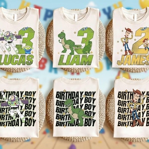 Toy Story Birthday Shirt, Personalized Disney Family Matching T-Shirt, Buzz Lightyear Woody Birthday Tee, Toddler Boy Gift image 1