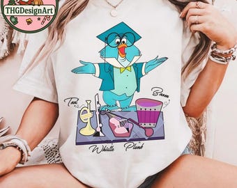 Camiseta Disney del Profesor Búho, color cómodo, estilo retro de 1953 (Toot Whistle Plunk Boom Movie), para amantes de la música y la animación, regalo ideal para un viaje a Disneyland.