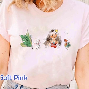 Moana Tee, Watercolor Disney Princess Design, Girly Aesthetic Shirt, I Am Moana Quote, Pua Pig and Hei Hei, Magic Kingdom Fan Gift