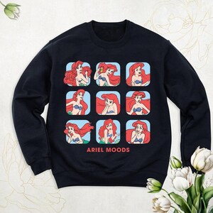 Disney-prinses Ariel Moods-shirt, shirt van de kleine zeemeermin, WDW Magic Kingdom, Disneyland-gezinsvakantie, comfortabele kleur prinses Ariel-top afbeelding 1