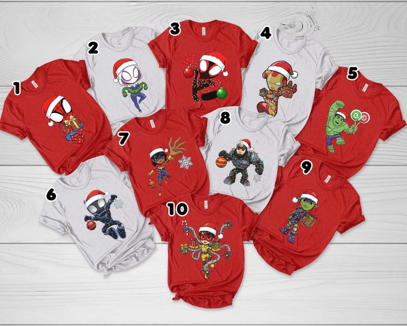 Marvel Spidey and His Amazing Friends Christmas Lights Shirt, Spider-Man Gwen Miles Holiday Family Matching Tee 2025 image 5