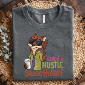 Koszulka z grafiką „To się nazywa Hustle Sweetheart” Nicka Wilde'a z filmu „Zootopia”, męska i damska bawełniana koszulka zdjęcie 8
