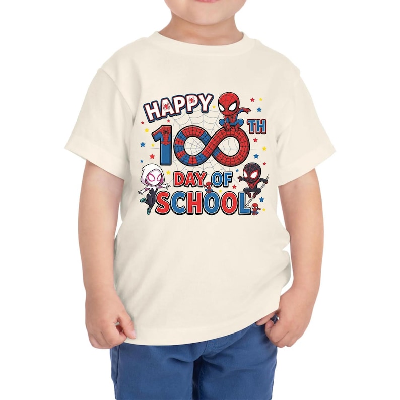 Spiderman 100 Days of School Shirt, Captain America 100 Days Tee, 100 Days Sweatshirt for School Celebration image 1