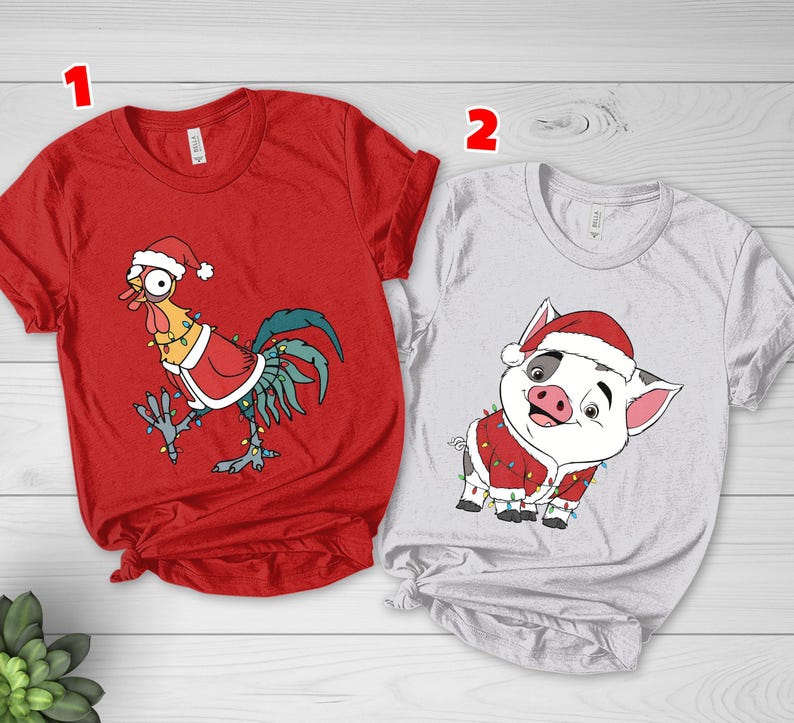 Christmas Hei Hei & Pua Sweatshirt, Animal Kingdom Moana Friends Shirt, Disney Winter Holiday Tee, Funny Xmas Disneyland Sweater image 3