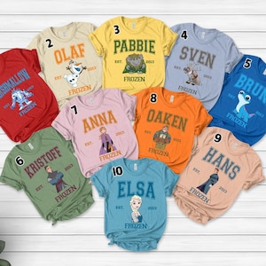 Disney Frozen Characters Group Tee, Elsa Anna Olaf Kristoff Sven Hans Shirt, Disneyland Epcot Family Matching Shirt, Frozen Shirts image 1