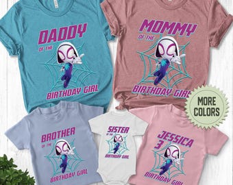 Spiderman Inspired Birthday Tee, Spidey & Ghost Spider Party Theme, Personalized Kids Shirt, Gift Birthday Tee, Family Shirts