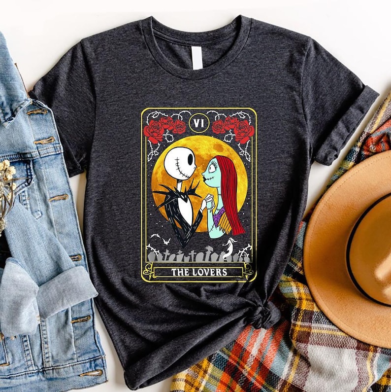 The Night Before Christmas Rose Tarot Lover Jack Sally Shirt, WDW Magic Kingdom, Comfort Color, Disneyland Family Vacation Trip image 1