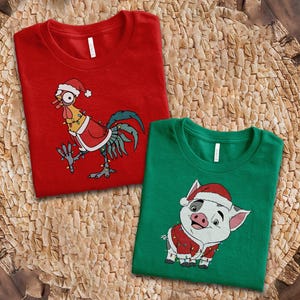 Christmas Hei Hei & Pua Sweatshirt, Animal Kingdom Moana Friends Shirt, Disney Winter Holiday Tee, Funny Xmas Disneyland Sweater image 2