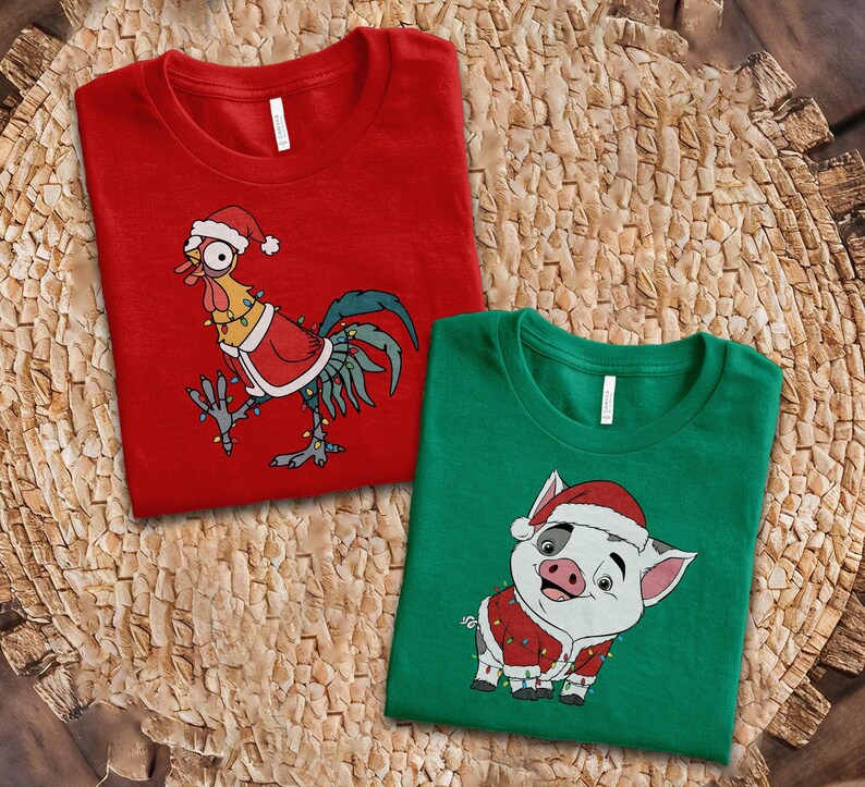 Christmas Hei Hei & Pua Sweatshirt, Animal Kingdom Moana Friends Shirt, Disney Winter Holiday Tee, Funny Xmas Disneyland Sweater image 2