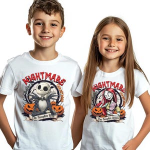 Jack and Sally Halloween Couple Tee, Nightmare Before Christmas Shirt, Jack Skellington Pumpkin King & Sally Pumpkin Queen Shirt image 4