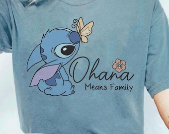 Lilo & Stitch Ohana Means Family Tee, Stitch Dancing Hawaii Design, Disney Aloha Gift for Her, Perfect for Disney Girl Trips, Stitch Pudge