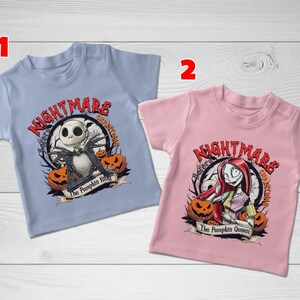 Jack and Sally Halloween Couple Tee, Nightmare Before Christmas Shirt, Jack Skellington Pumpkin King & Sally Pumpkin Queen Shirt image 5